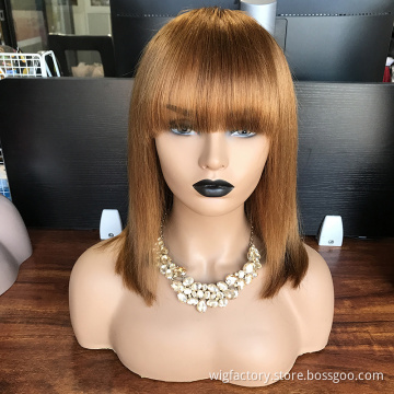 Real Hair Wigs Colored Bob Lace Front Wig, Straight Short Bob Wig Color Straight,Machine Made Human Hair Bob Wigs Lace Front